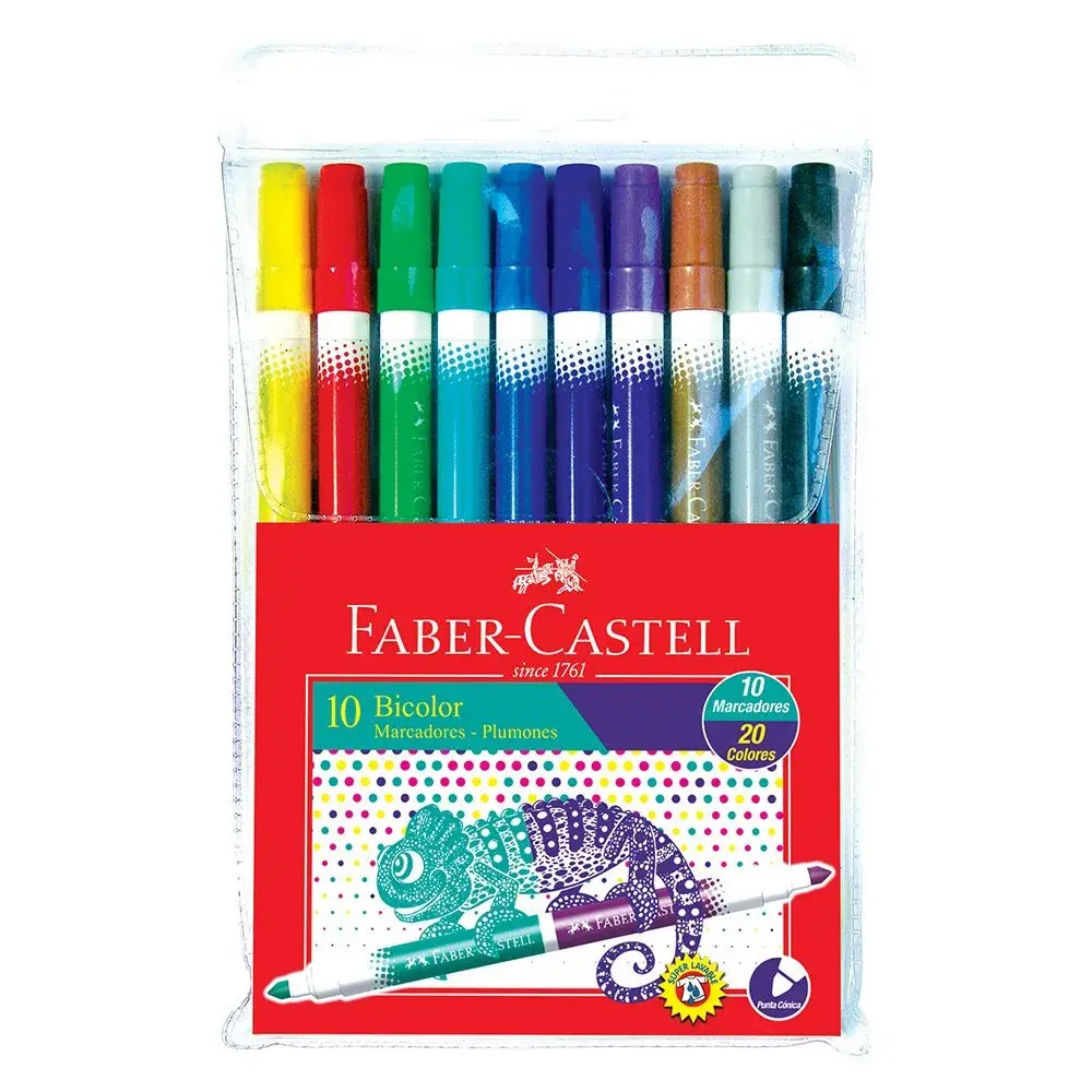 Plumón Bicolor x 10 Faber Castell