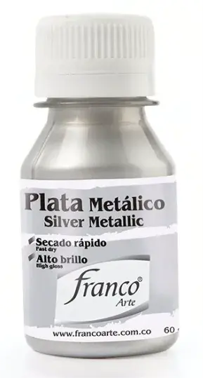 Pintura Metalizada Plata Solvente Franco Arte 60cm3