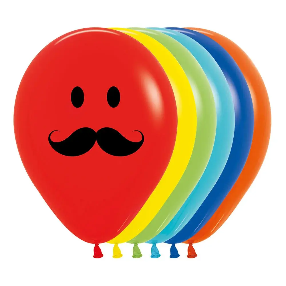 Globo Sempertex Surtido Imp Carita Feliz Bigote R12 x 12