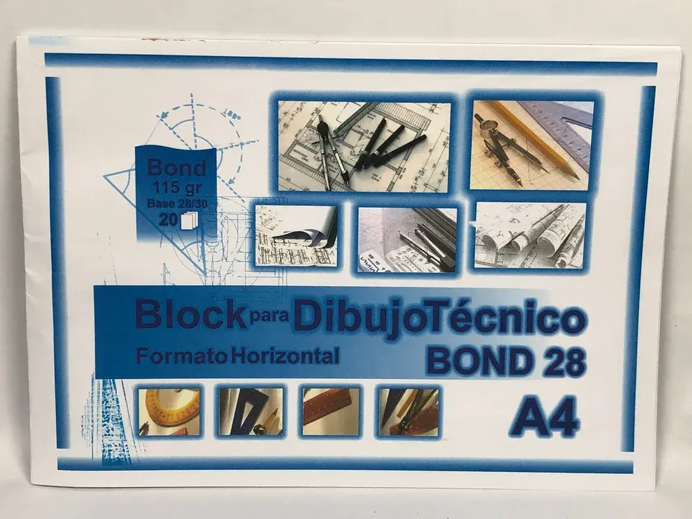 Block Dibujo A4 Con Formato Horizontal Base 28 20 Hojas