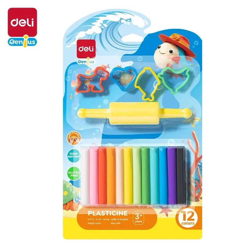 Plastilina x8 Con Rodillo Deli