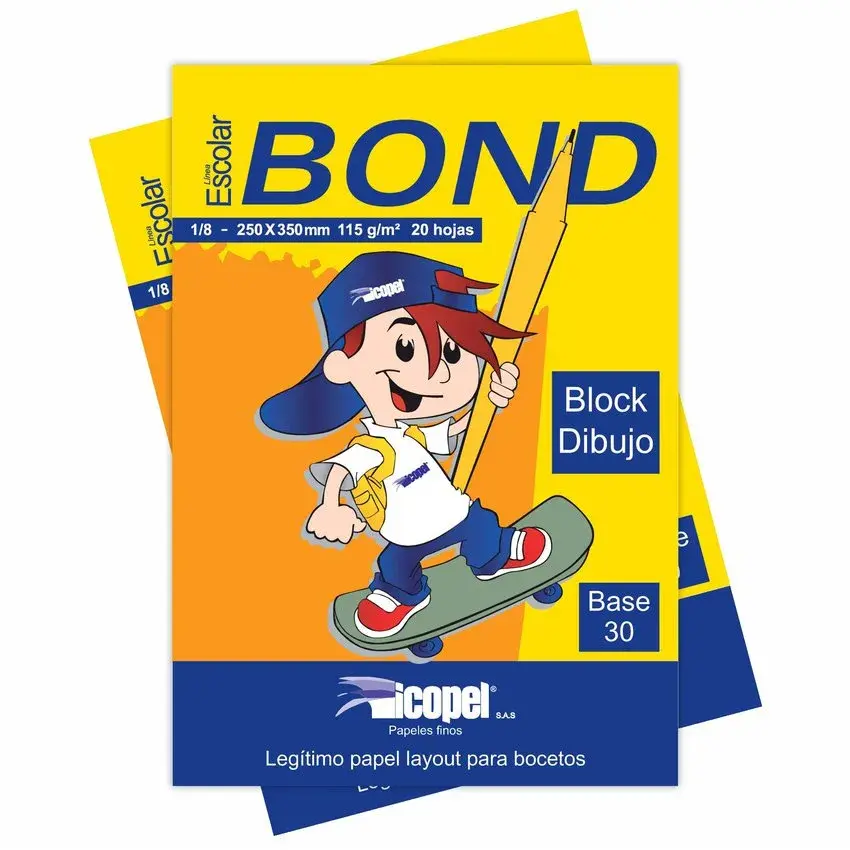 Block Dibujo Octavo Sin Formato Base 30 115gr x 20 Hojas