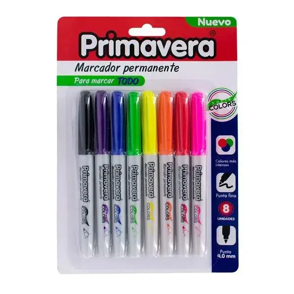 Marcador Primavera Punta Fina X 8