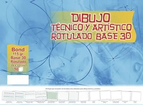 Cuaderno Dibujo Técnico Rotulado Base 30 Bond 115gr 24cm x 33cm 50 Hojas