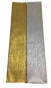 Papel Crepé O Crepón 50cm x 150cm Dorado Y Plata