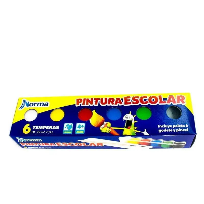 Témpera Escolar x 6 Colores Norma